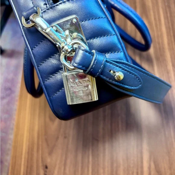 Prada Diagramme Baltic navy blue purse crossbody designer authentic bag - Picture 12 of 12